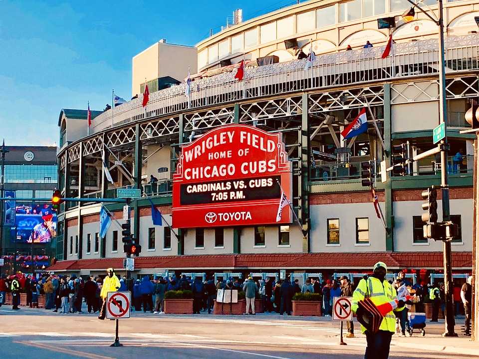 Chicago-wrigley-stadium Side view of Chicago's Wrigley Stadium